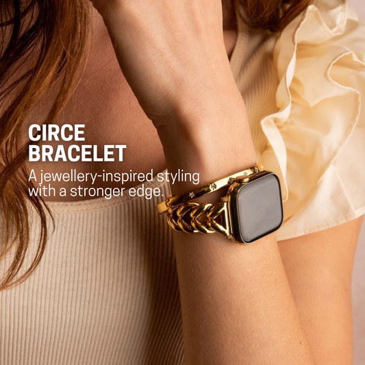 Luxury gold Apple Watch band with chunky chain bracelet design