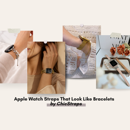 Luxury Apple Watch straps that look like bracelets with feminine jewelry styling